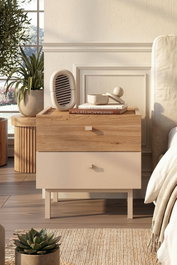 Hanah Home Luke - LK1-CS Mesita de Noche Arena y Roble